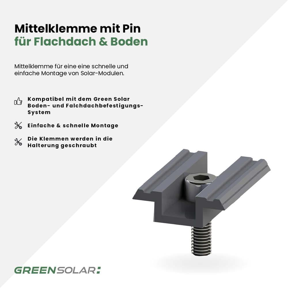 Mittelklemme mit Pin für Flachdach und Boden – Bild 2