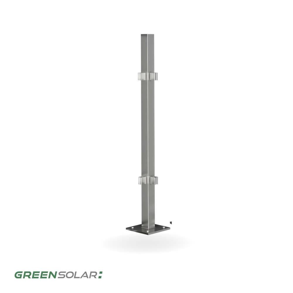 Ecksteher aus Edelstahl inkl. Montagematerial für Solarzaun „premium line“ (Quermontage)
