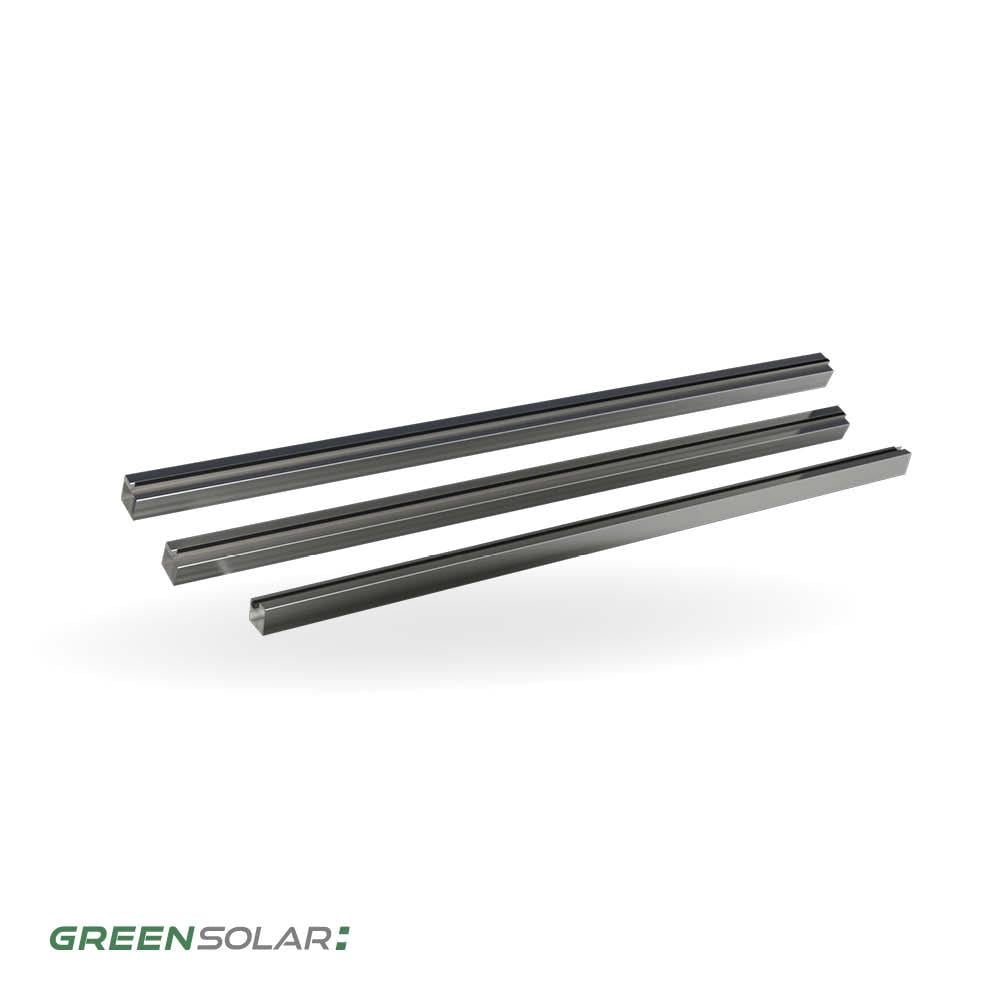 Untere Abdeckschiene aus Edelstahl mit Kabelführung inkl. Montagematerial für Solarzaun „premium line“ (Quermontage)