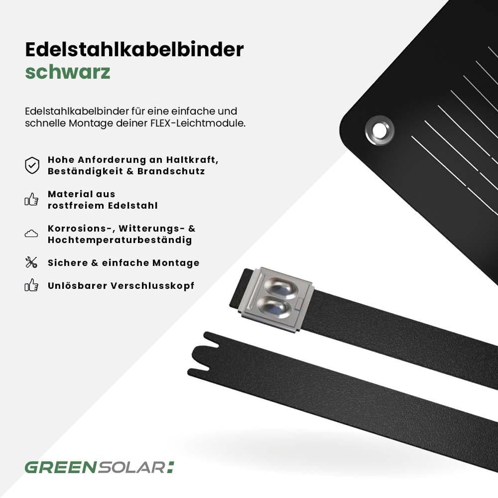 Edelstahlkabelbinder 12 Stück schwarz – Bild 2
