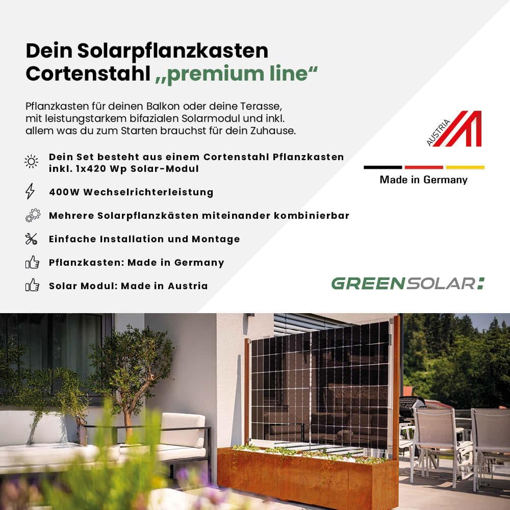 Solarpflanzkasten 420/400 Cortenstahl – Bild 2