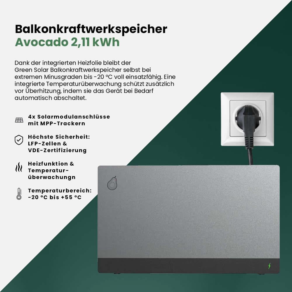 Balkonkraftwerk Flex 800Wp mit Speicher 2,11 kWh Fox ESS Avocado Orbit – Bild 5