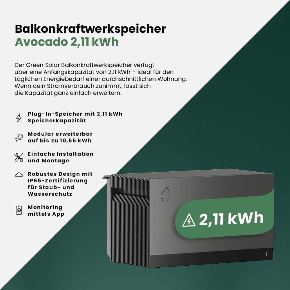 Balkonkraftwerk 900Wp mit Speicher 2,11 kWh Fox ESS Avocado Orbit – Bild 7