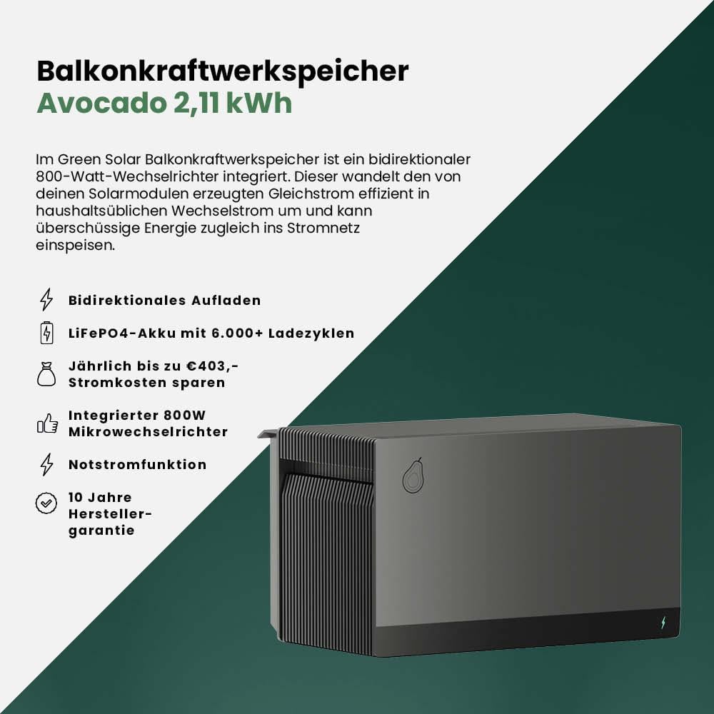 Balkonkraftwerk 2000Wp mit Speicher 2,11 kWh Fox ESS Avocado Orbit – Bild 6