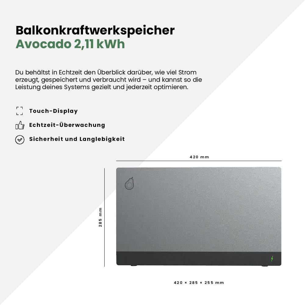 Balkonkraftwerk 2000Wp mit Speicher 2,11 kWh Fox ESS Avocado Orbit – Bild 3