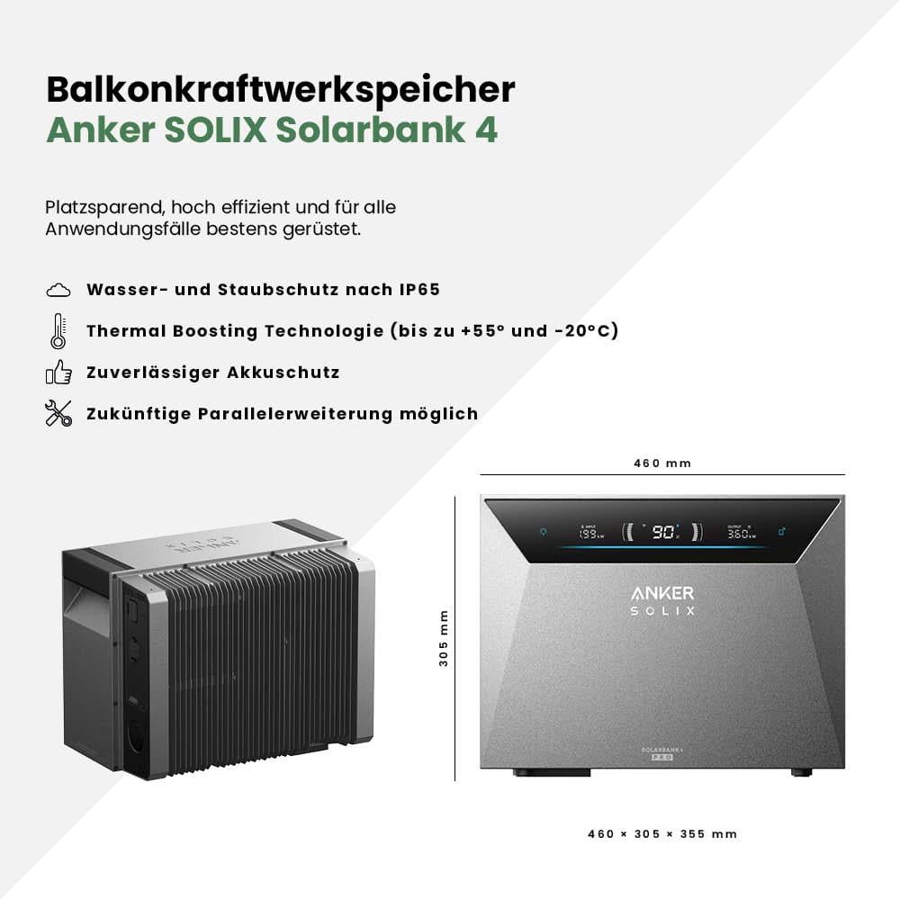Balkonkraftwerk 3000Wp mit Anker SOLIX Solarbank 4 E5000 Pro – Bild 3