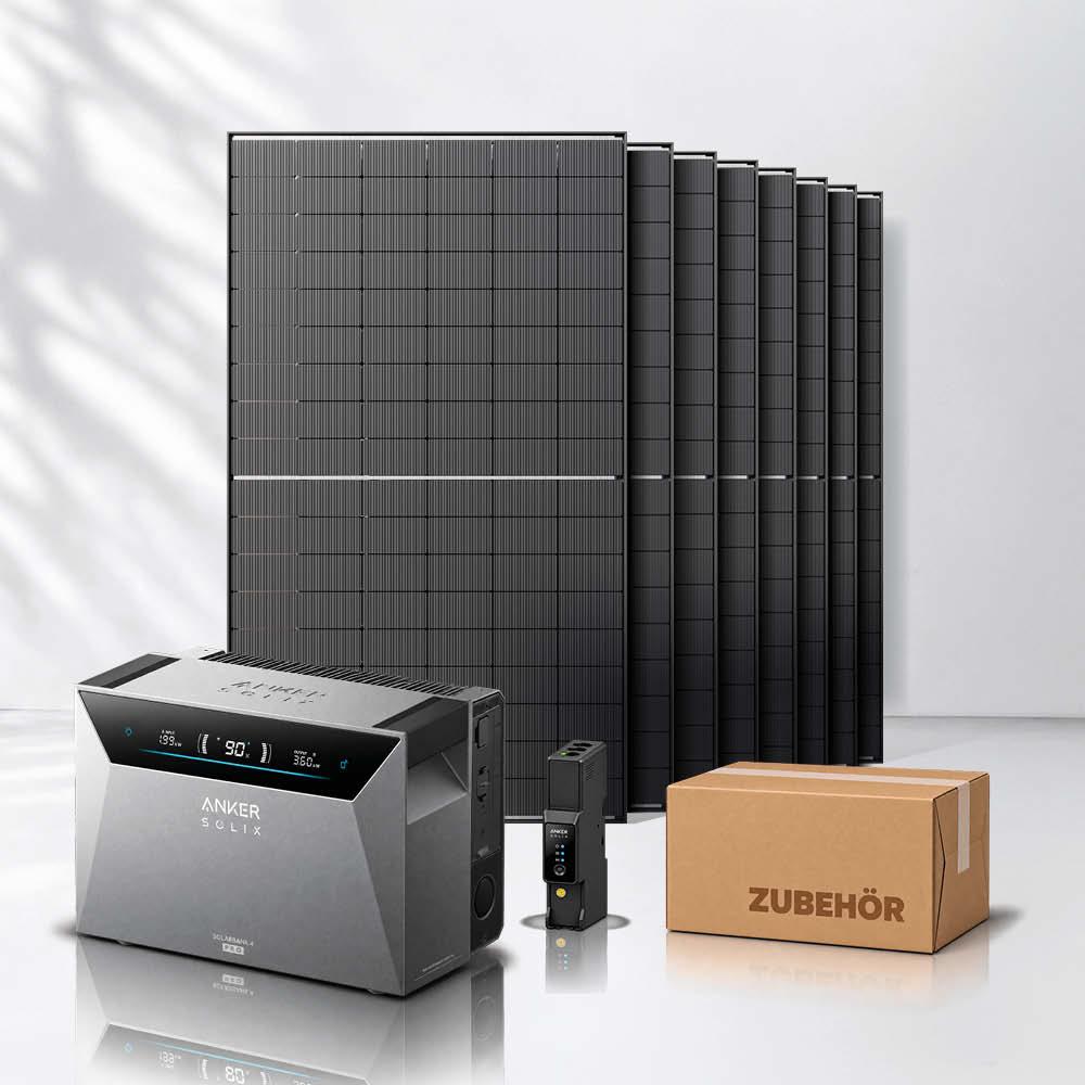 Balkonkraftwerk 4000Wp mit Anker SOLIX Solarbank 4 E5000 Pro