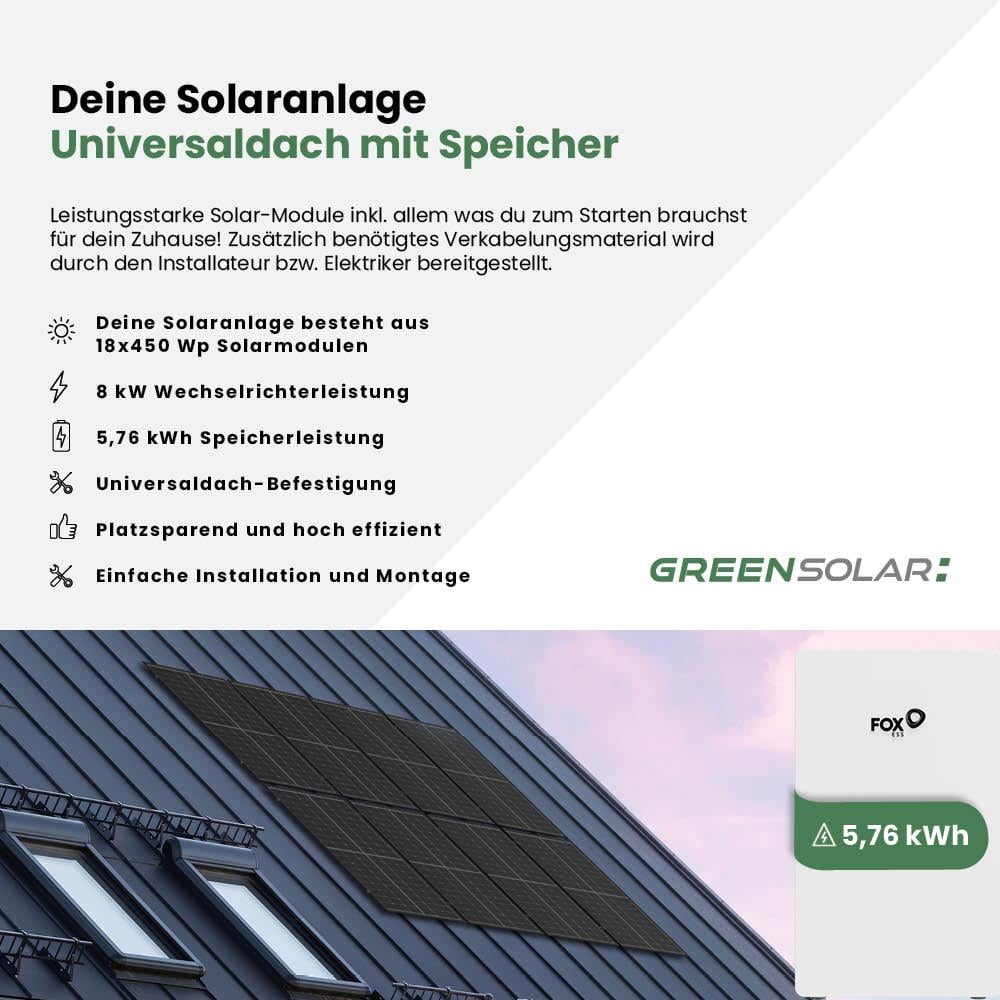 Solaranlage Universaldach 8kWp mit Speicher 5,76 kWh – Bild 2