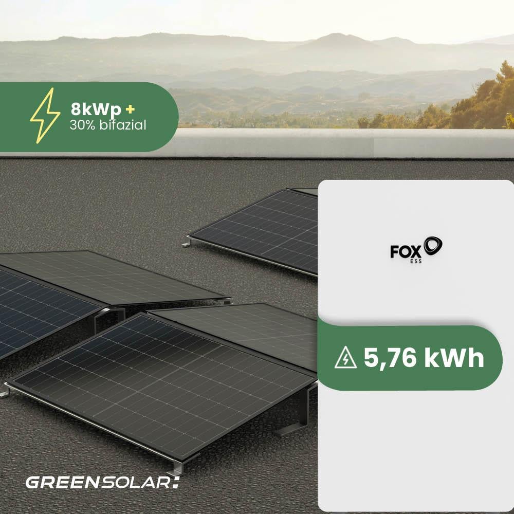 Solaranlage Flachdach 8kWp mit Speicher 5,76 kWh