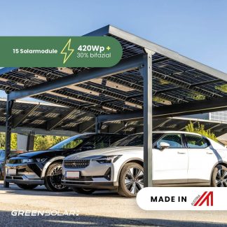 Carport 2 Stellplätze Glas/Glas – 2kn – 6,3kWp inkl. 10KWp Hybrid WR