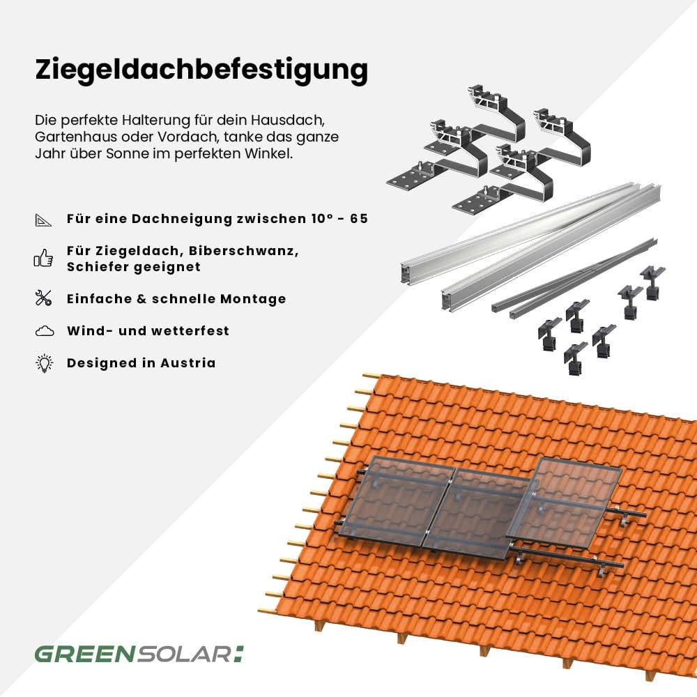 Ziegeldachbefestigung 2x Grundset & 6 Erweiterungen für 8 Module – Bild 2