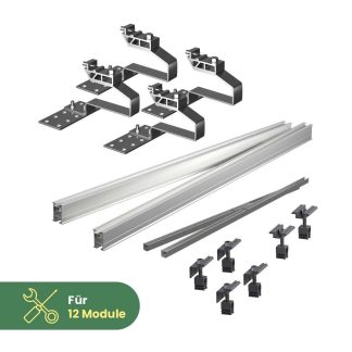 Ziegeldachbefestigung für 12 Module einreihig