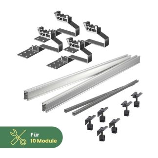 Ziegeldachbefestigung für 10 Module zweireihig